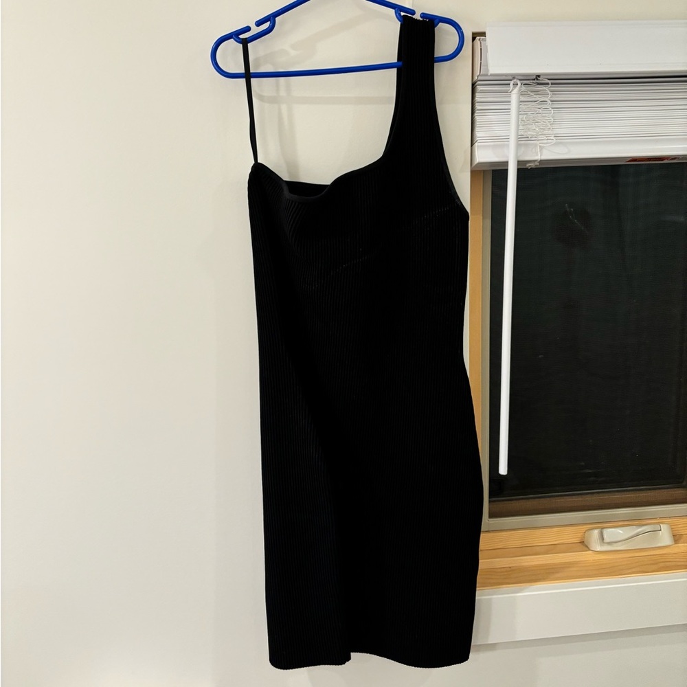 Babaton sculpt knit one shoulder dress